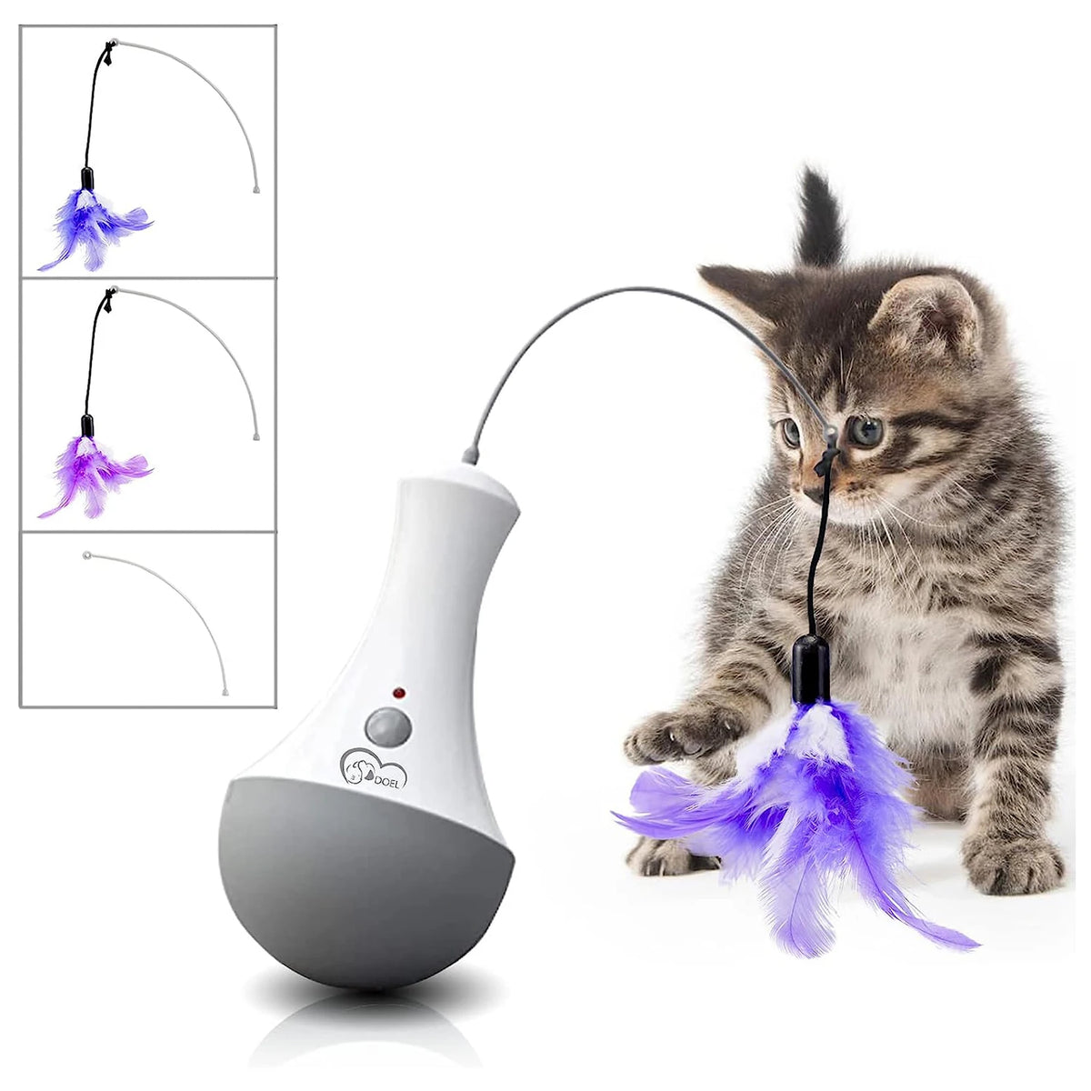 Automatic Feather Cat Toy – Interactive Kitten Teaser with Silent Motor