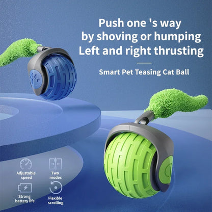 Interactive Electric Rolling Ball Cat Toy with Tail