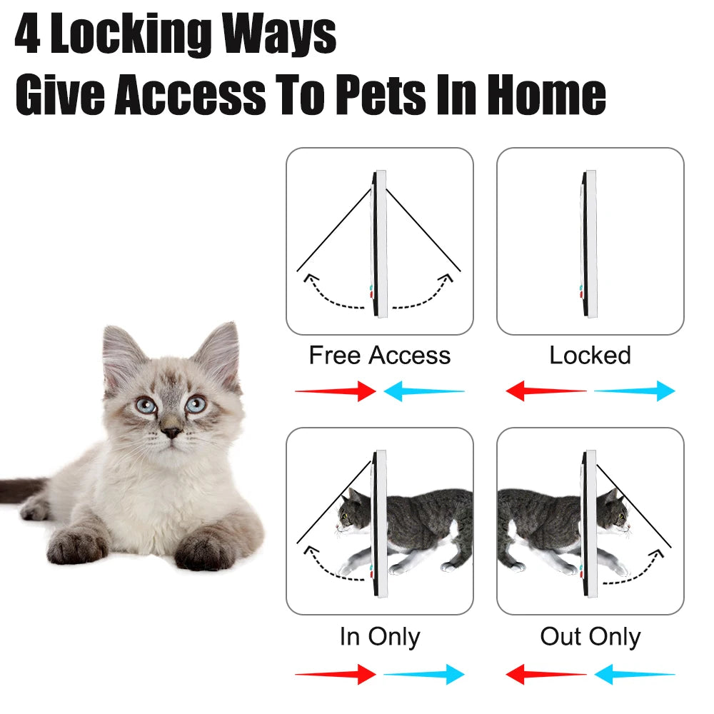 4-Way Locking Cat Flap Door | ABS Plastic | M, L & XL Sizes