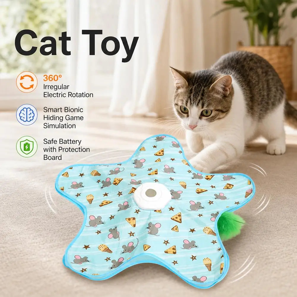 Motion-Activated Hide & Seek Cat Toy | USB Rechargeable Feather Wand
