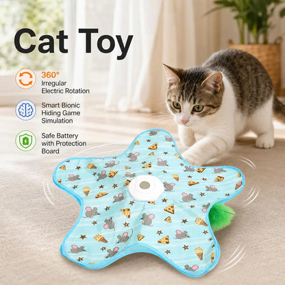 Motion-Activated Hide & Seek Cat Toy | USB Rechargeable Feather Wand