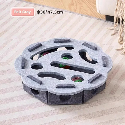 Cat Puzzle Box Toy – Felt Ball Track & Scratch Playhouse