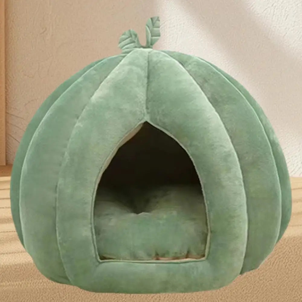 Pumpkin Cat Cave Bed – Enclosed Flannel Cat House