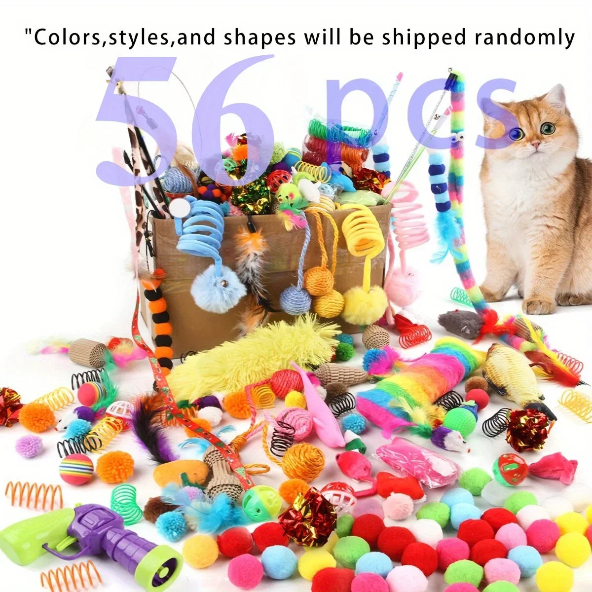 Cat Toys Mixed Pack – 14, 28 or 56 Piece Variety Bundle