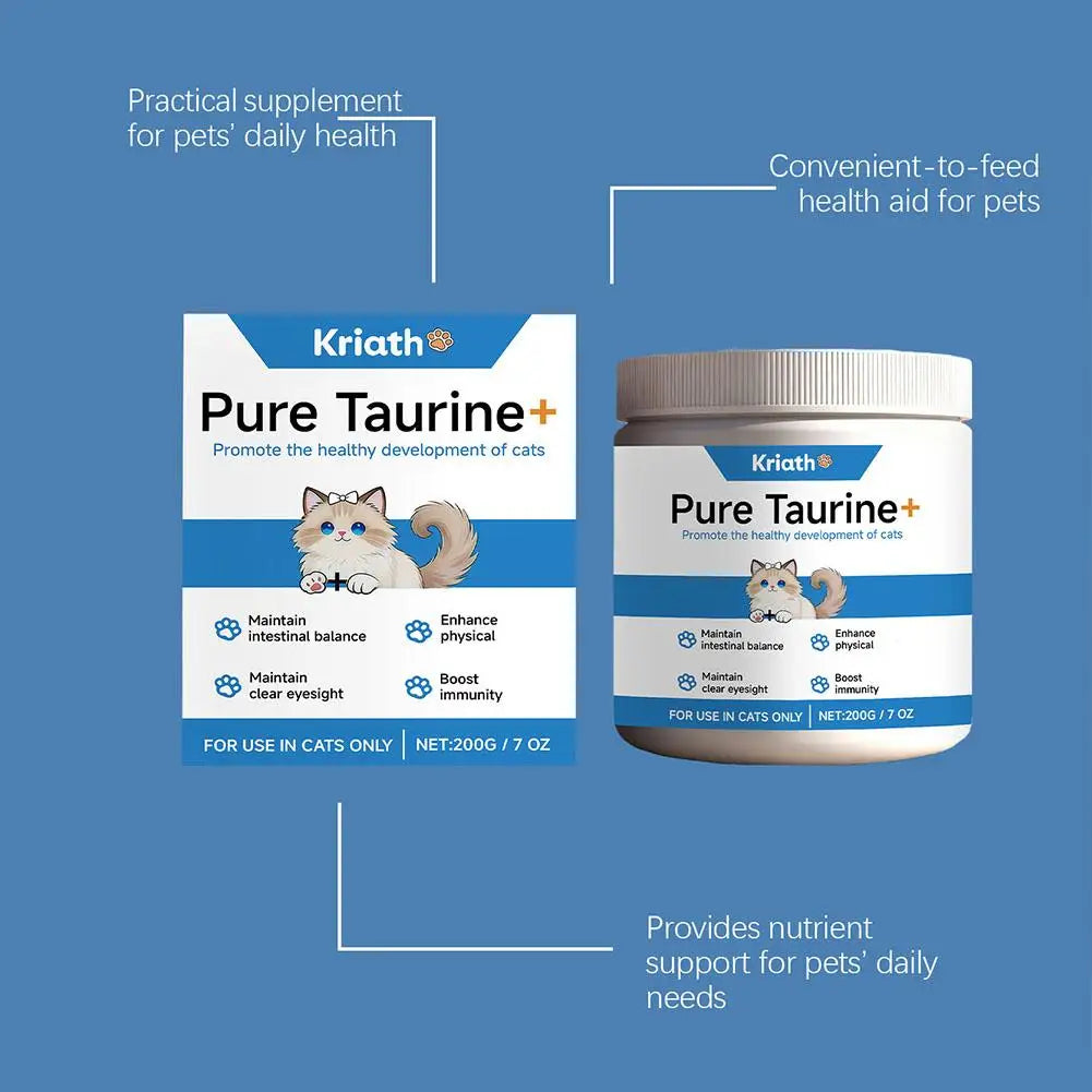 Cat Taurine Powder 200g | Heart, Eye & Immune Health Supplement for Cats