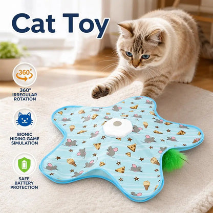 Motion-Activated Hide & Seek Cat Toy | USB Rechargeable Feather Wand