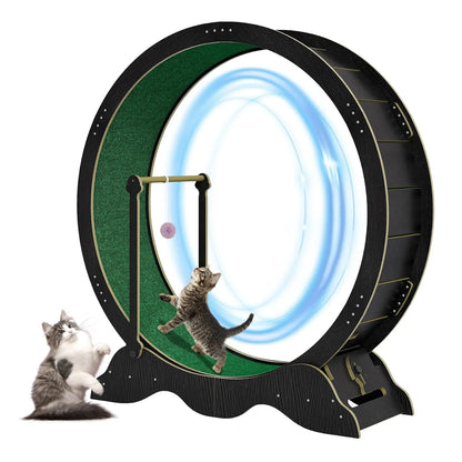 Large Cat Exercise Running Wheel | 45" Treadmill with Detachable Carpet & Teaser Toy