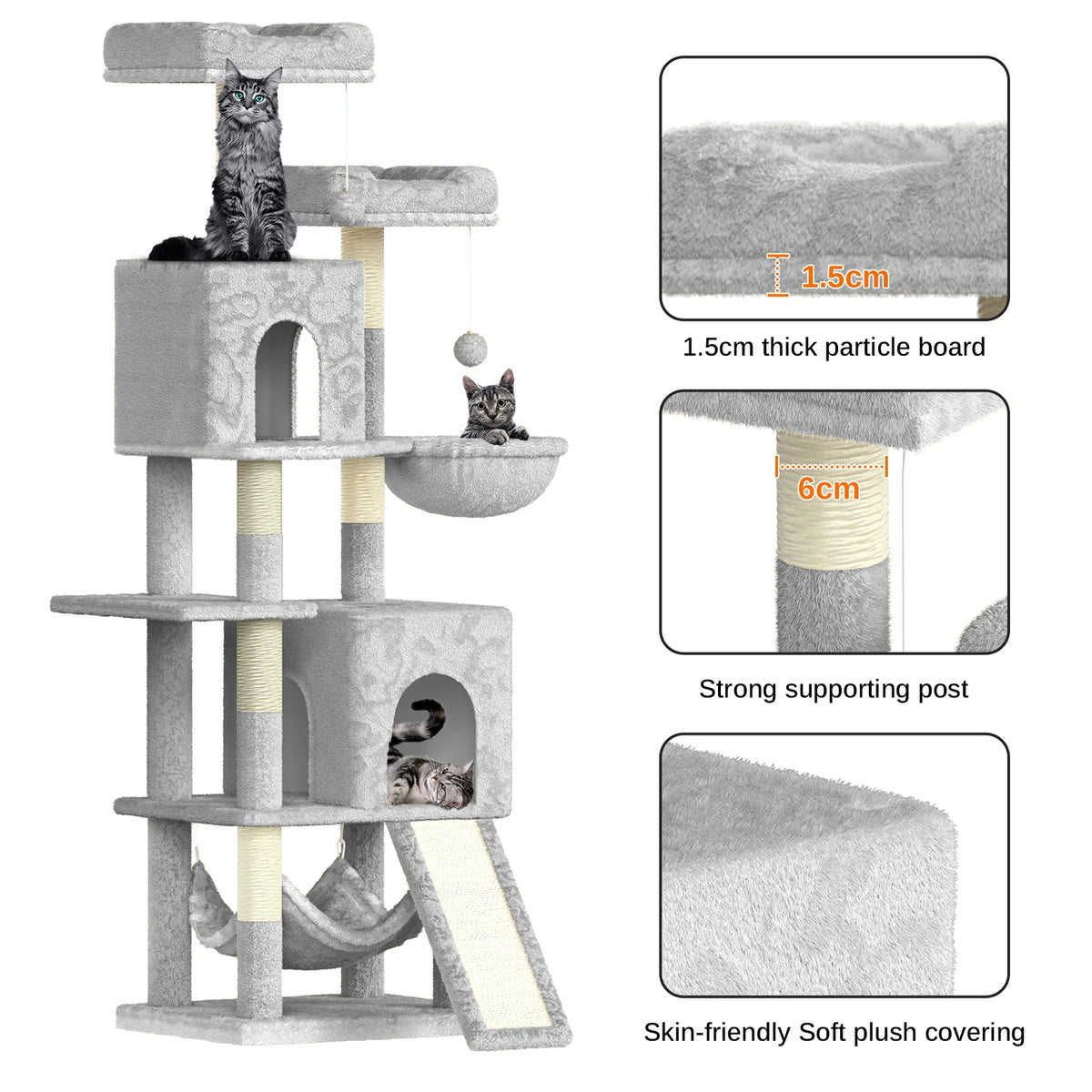 Multi-Level Cat Activity Tower | Plush Perches, Condos & Sisal Posts
