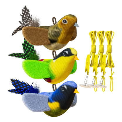 Chirping Bird Cat Toy with Catnip | Wall Hanging Plush Toy