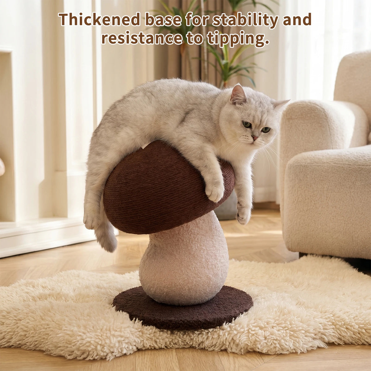 Mushroom Cat Scratching Post | Sisal Rope Scratcher & Climbing Toy