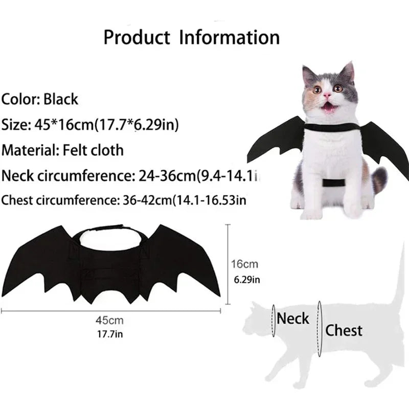Cat Bat Wings Halloween Costume | Felt Bat Wings for Cats & Small Dogs