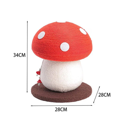 Mushroom Cat Scratching Post | Sisal Rope Scratcher & Climbing Toy