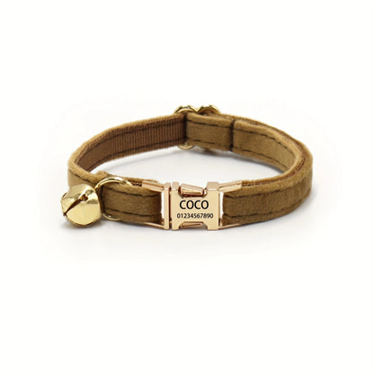 Personalised Velvet Cat Collar | Custom Name & Phone Number