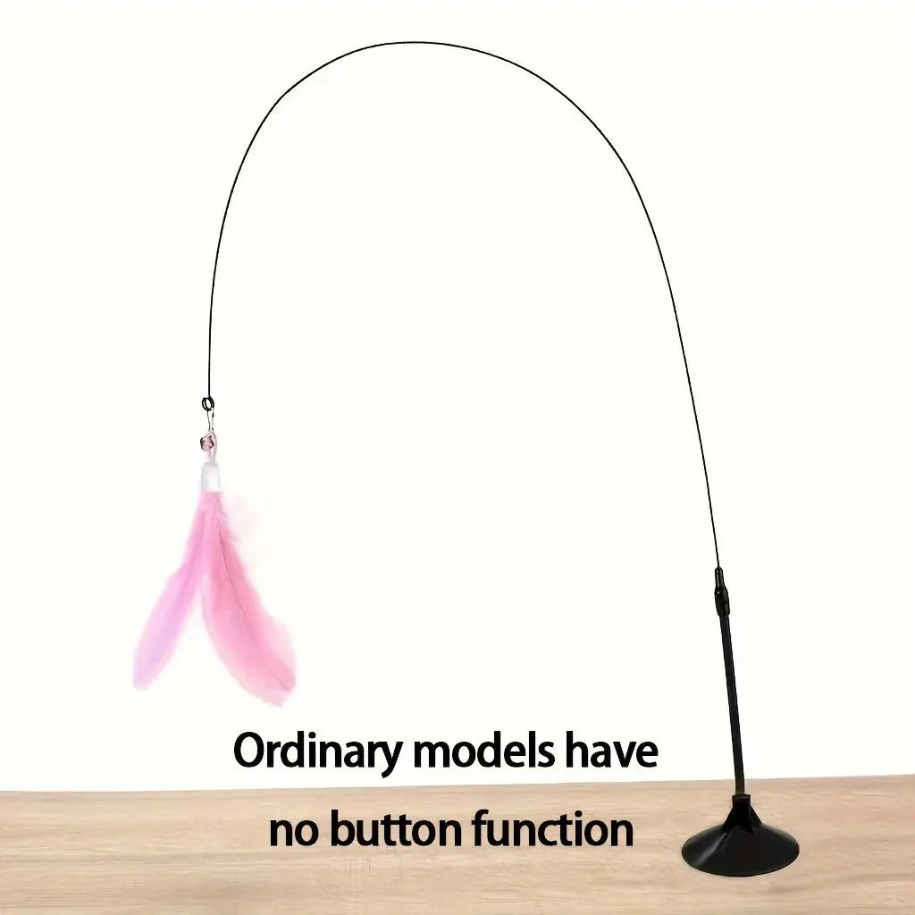 Cat Feather Wand Teaser Toy with Bell & Suction Cup