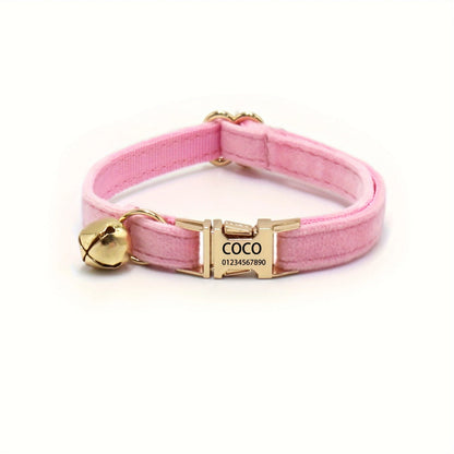 Personalised Velvet Cat Collar | Custom Name & Phone Number