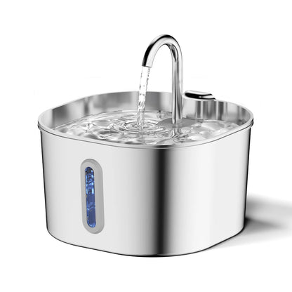 Stainless Steel Cat Water Fountain 2.2L | Filtered & Ultra-Quiet