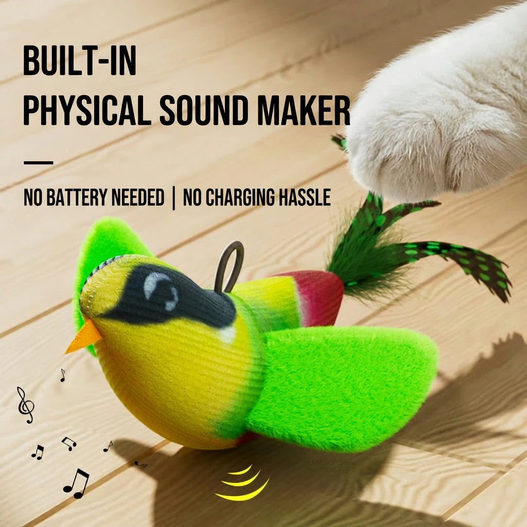 Chirping Bird Cat Toy with Catnip | Wall Hanging Plush Toy