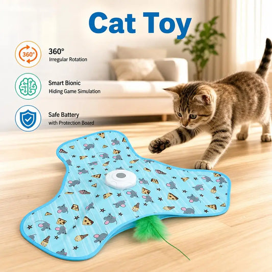 Motion-Activated Hide & Seek Cat Toy | USB Rechargeable Feather Wand