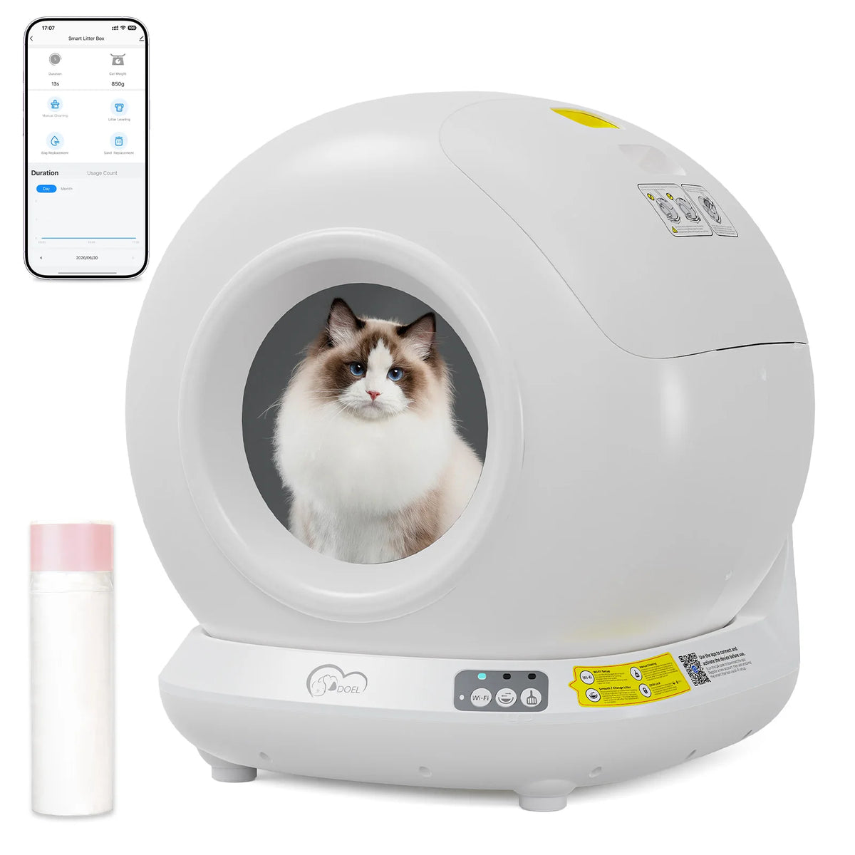 DOEL Smart Self-Cleaning Cat Litter Box with App Control | 78L, WiFi, Auto Scoop