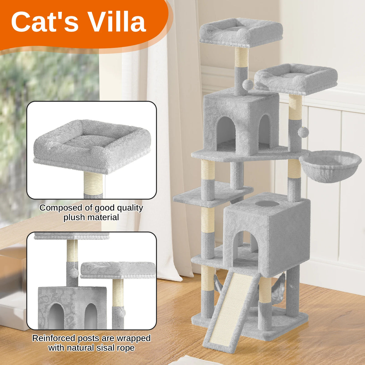 Multi-Level Cat Activity Tower | Plush Perches, Condos & Sisal Posts