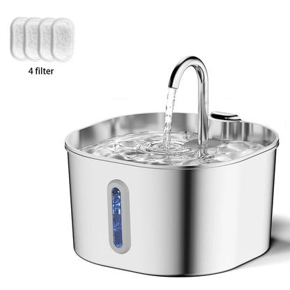 Stainless Steel Cat Water Fountain 2.2L | Filtered & Ultra-Quiet