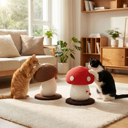 Mushroom Cat Scratching Post | Sisal Rope Scratcher & Climbing Toy