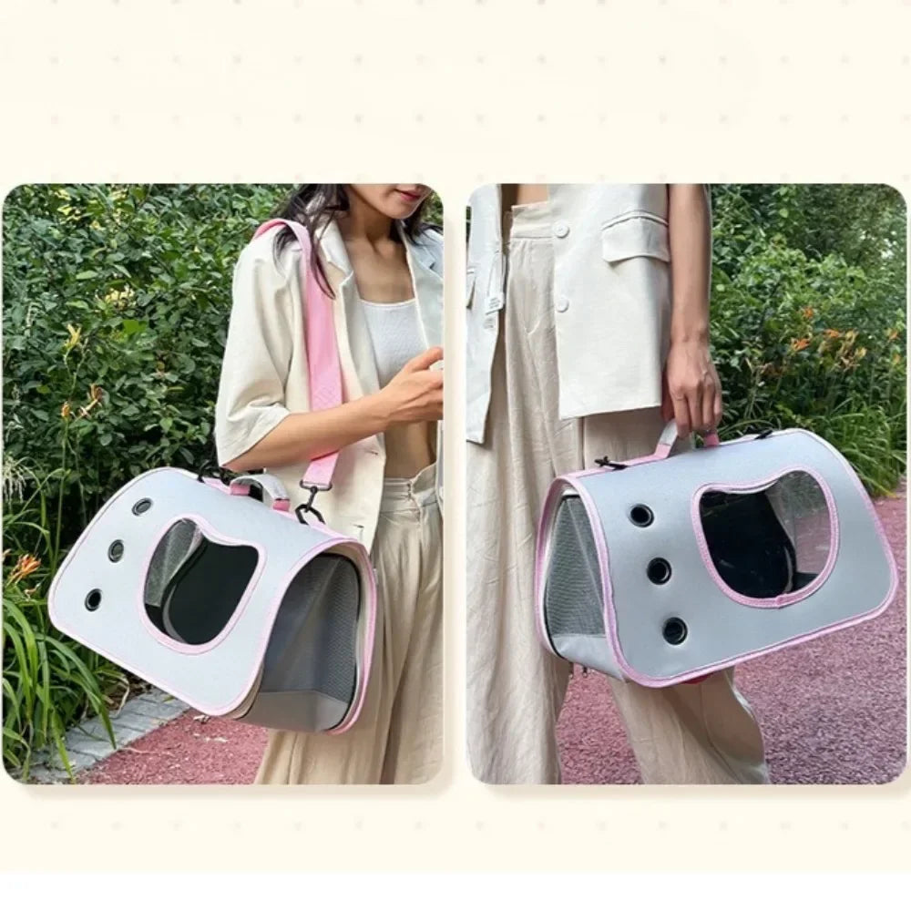 Foldable Breathable Cat Carrier Shoulder Bag | Collapsible Pet Travel Bag
