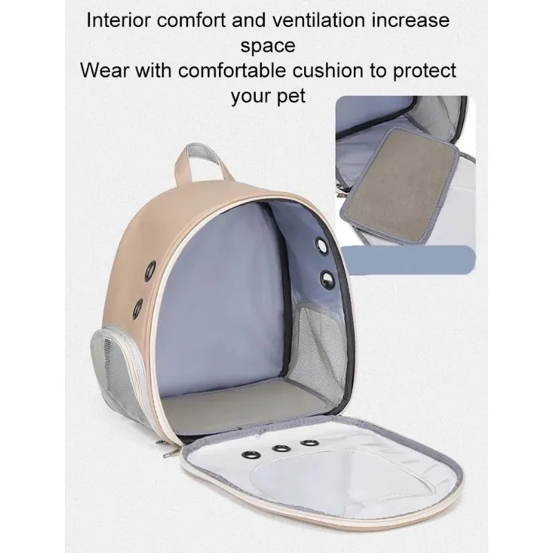 Transparent PU Cat Carrier Backpack | Breathable Pet Travel Bag
