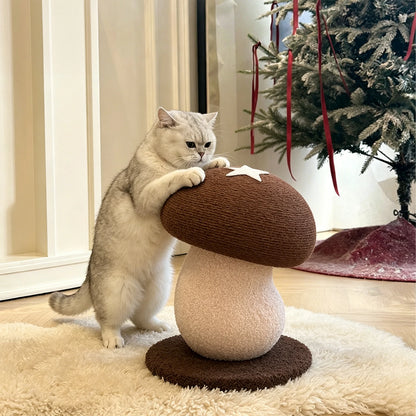 Mushroom Cat Scratching Post | Sisal Rope Scratcher & Climbing Toy