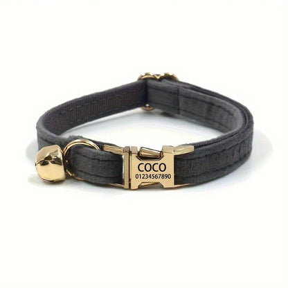Personalised Velvet Cat Collar | Custom Name & Phone Number