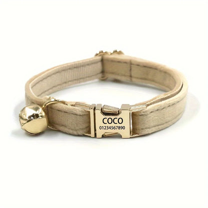 Personalised Velvet Cat Collar | Custom Name & Phone Number