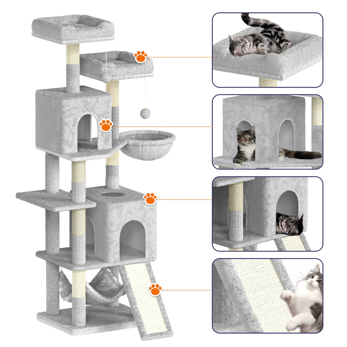Multi-Level Cat Activity Tower | Plush Perches, Condos & Sisal Posts