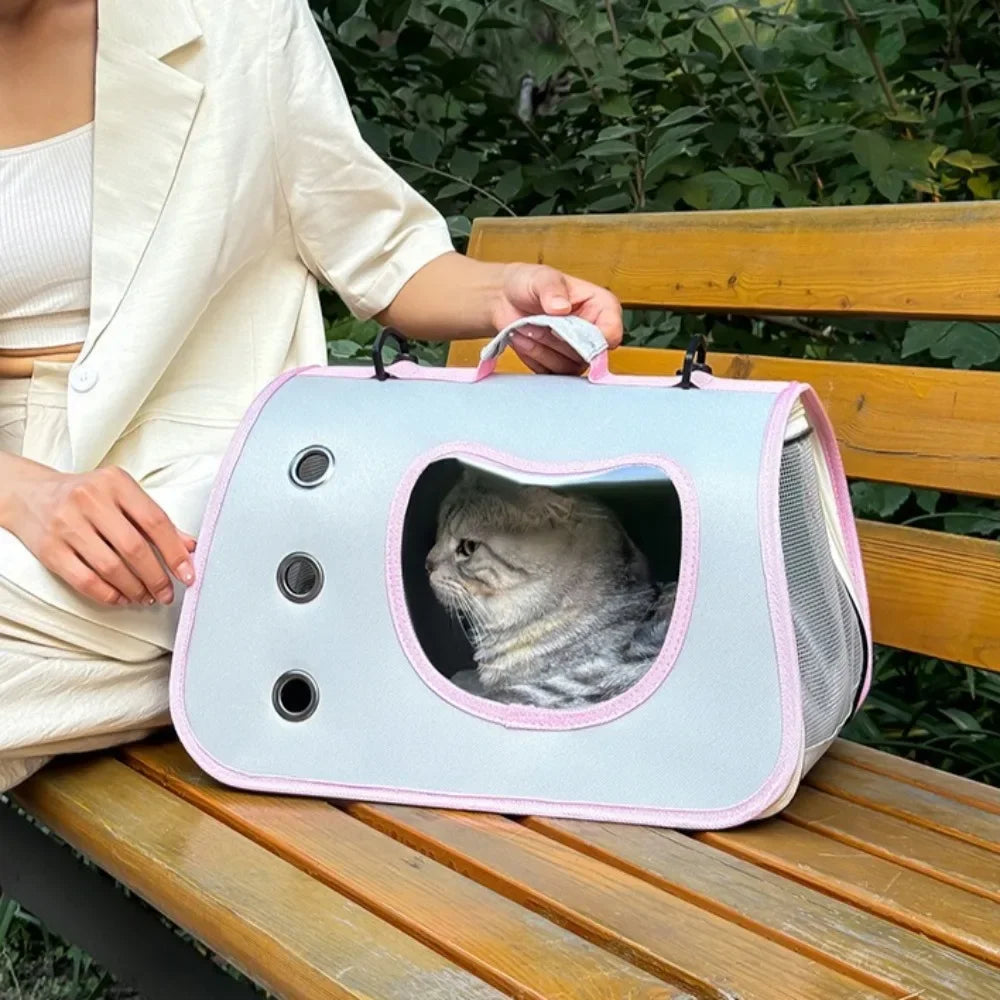 Foldable Breathable Cat Carrier Shoulder Bag | Collapsible Pet Travel Bag