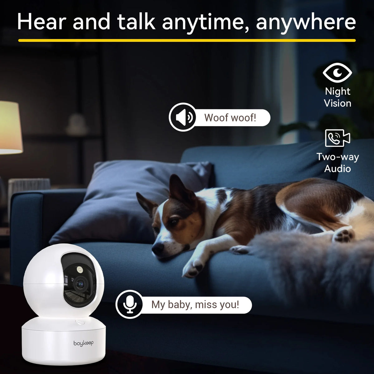 2K Pet Camera with 360° Pan & Tilt and App Control