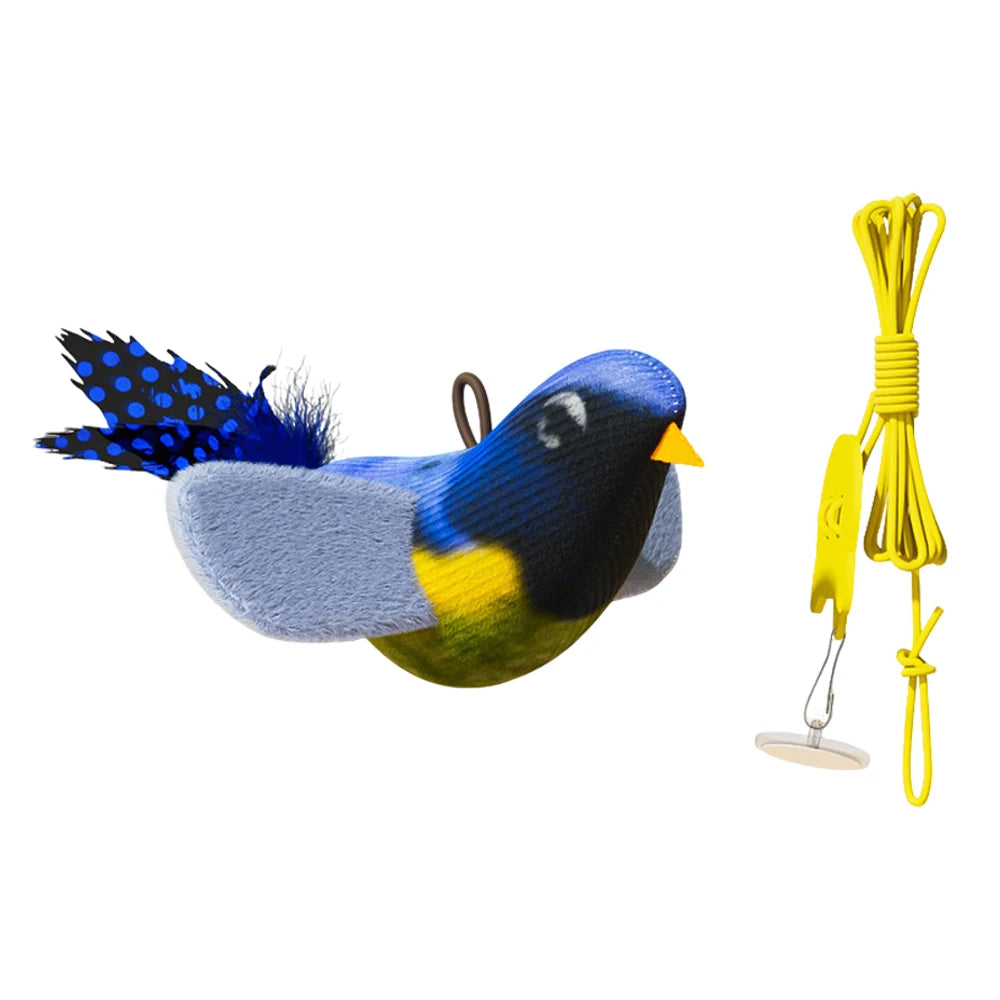Chirping Bird Cat Toy with Catnip | Wall Hanging Plush Toy