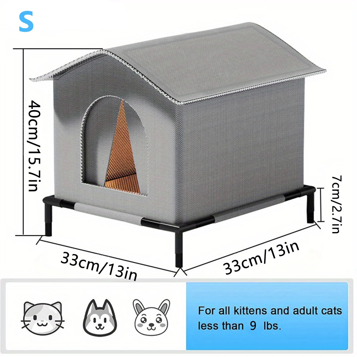 Waterproof Outdoor Cat House with Mat | Foldable All-Weather Shelter