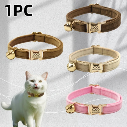 Personalised Velvet Cat Collar | Custom Name & Phone Number