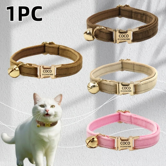 Personalised Velvet Cat Collar | Custom Name & Phone Number